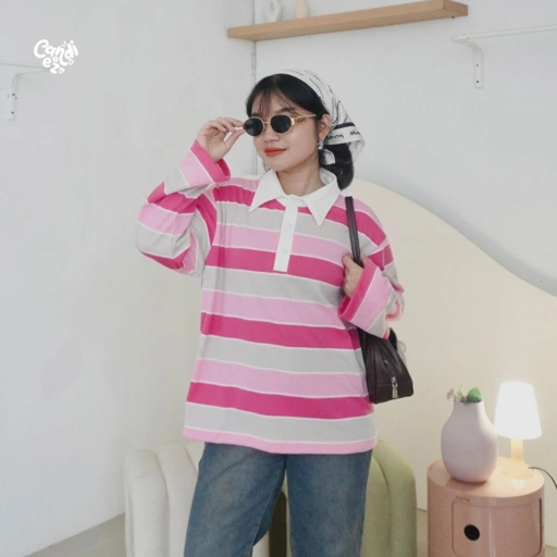 Image of KANA Polo Oversized Sweatshirts | Pink