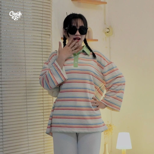 Image of KANA Polo Oversized Sweatshirt | Rainbow Sage