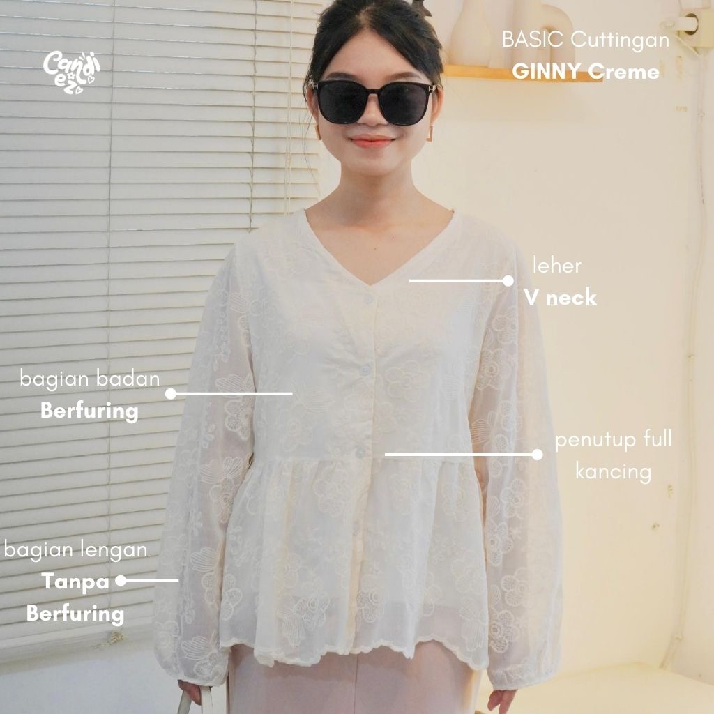 GINNY Premium Lace Top | Creme