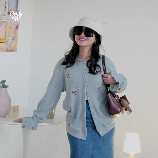 Image of LEONA Premium Sweater Cardi | Light Grey