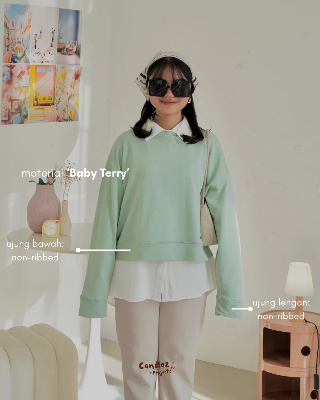 YOONA Oversized Sweater Crop | Soft Sage