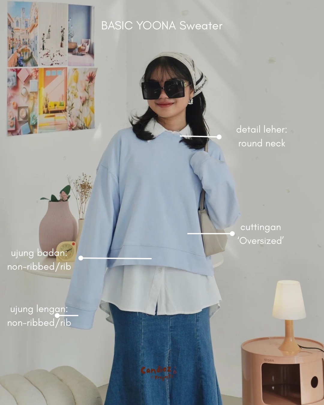 YOONA Oversized Sweater Crop | Soft Sage