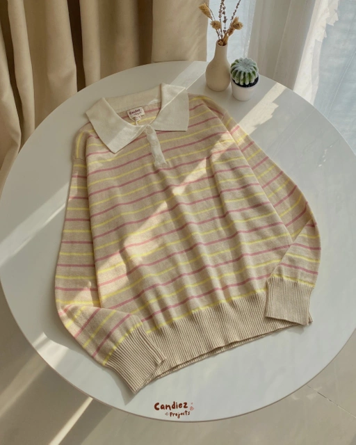 Image of MAUDY Polo Sweatshirt Knit | Butter Candy