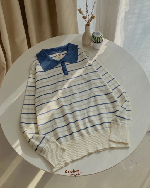 Image of MAUDY Polo Sweatshirt Knit | Denim Ash