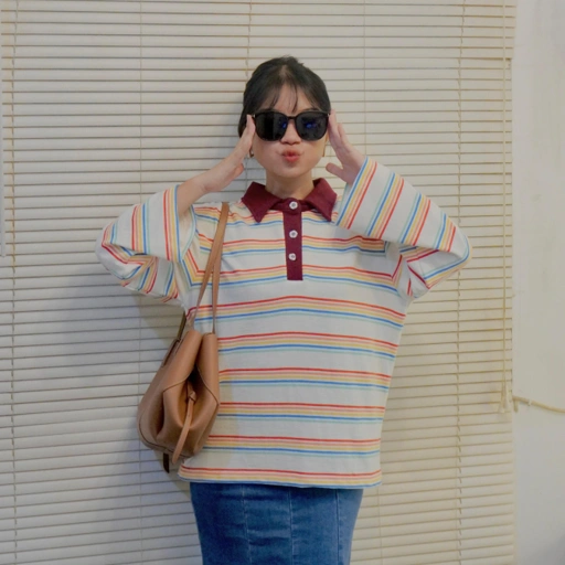 Image of KANA Polo Oversized Sweatshirt | Rainbow Wine