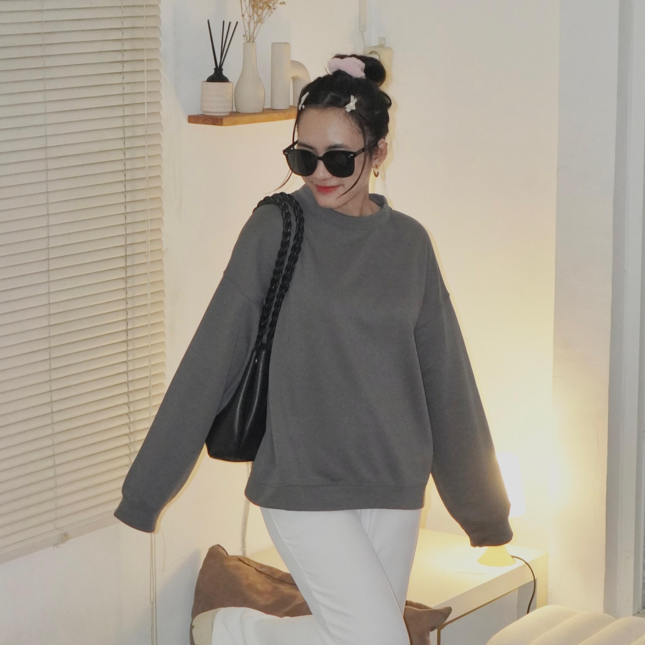 JIHOO Super Oversized Sweater | Polos Charcoal