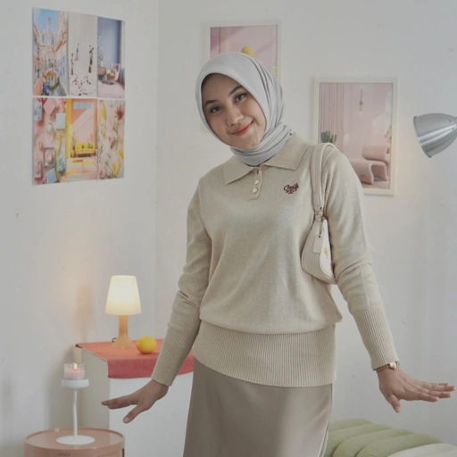 Image of NAURA Signature Polo Knit Top | Cream