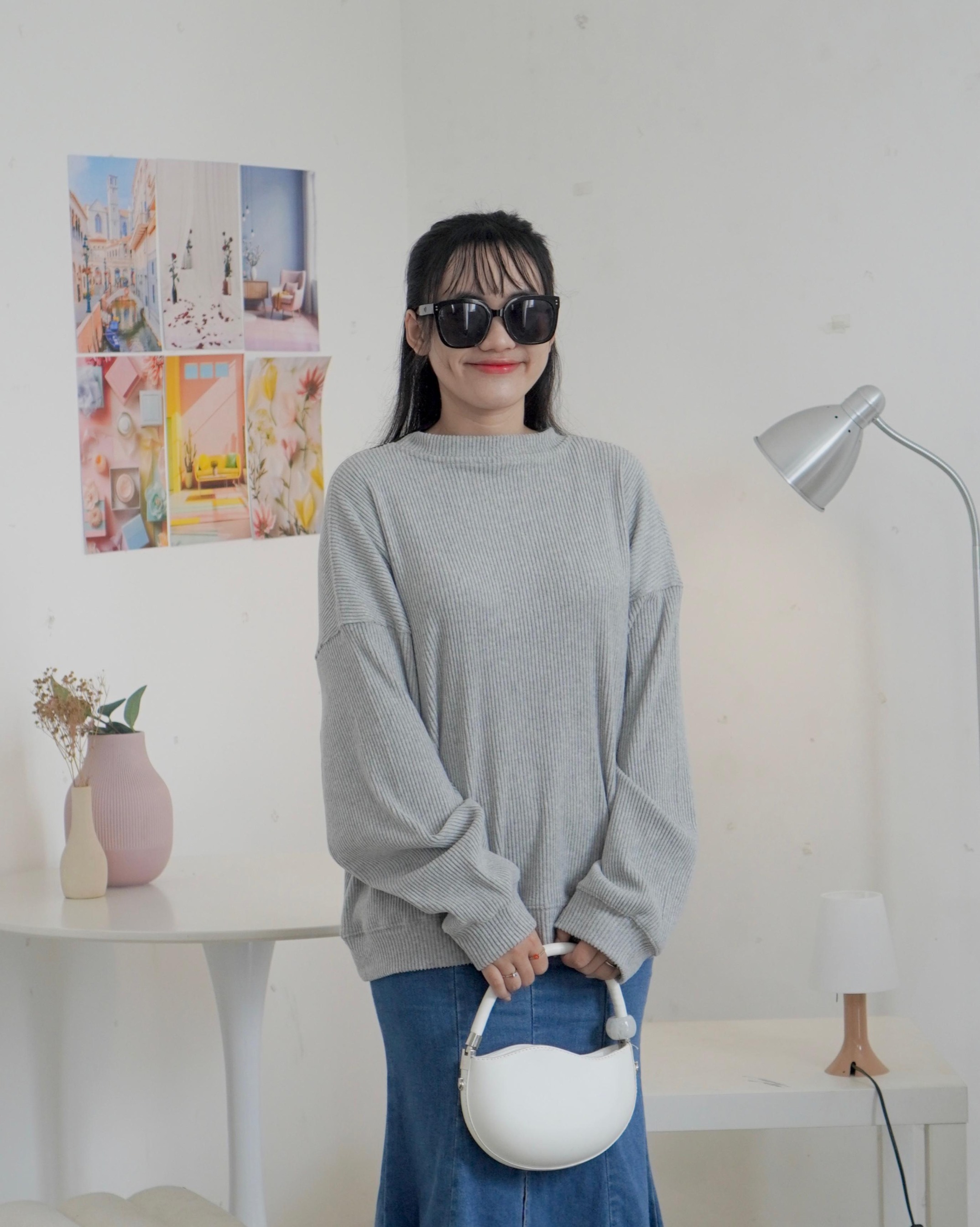 JIHOO Super Oversized Sweater | Ash Texture