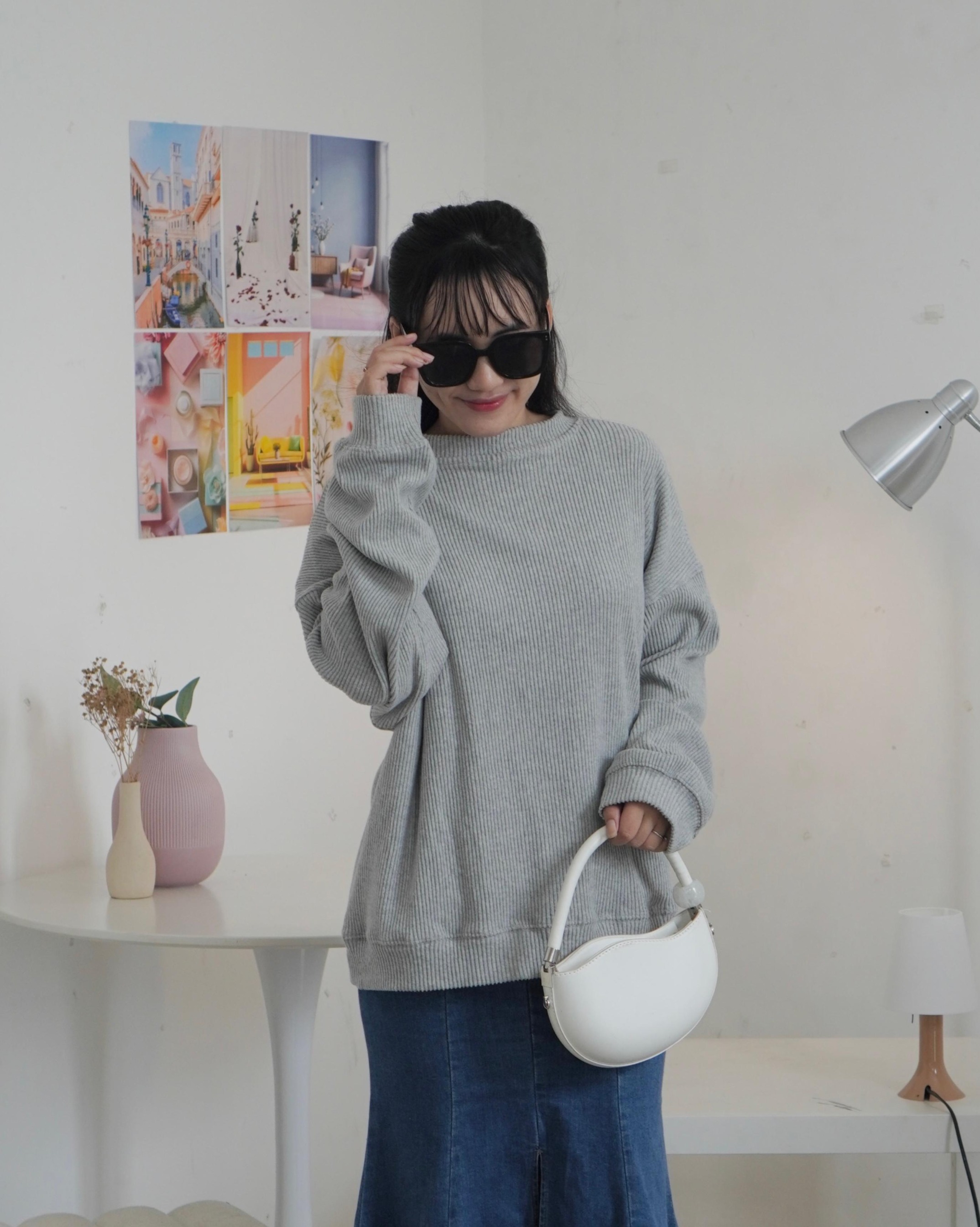 JIHOO Super Oversized Sweater | Ash Texture