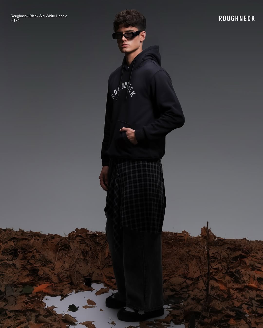 Roughneck H174 Black Sig White Hoodie