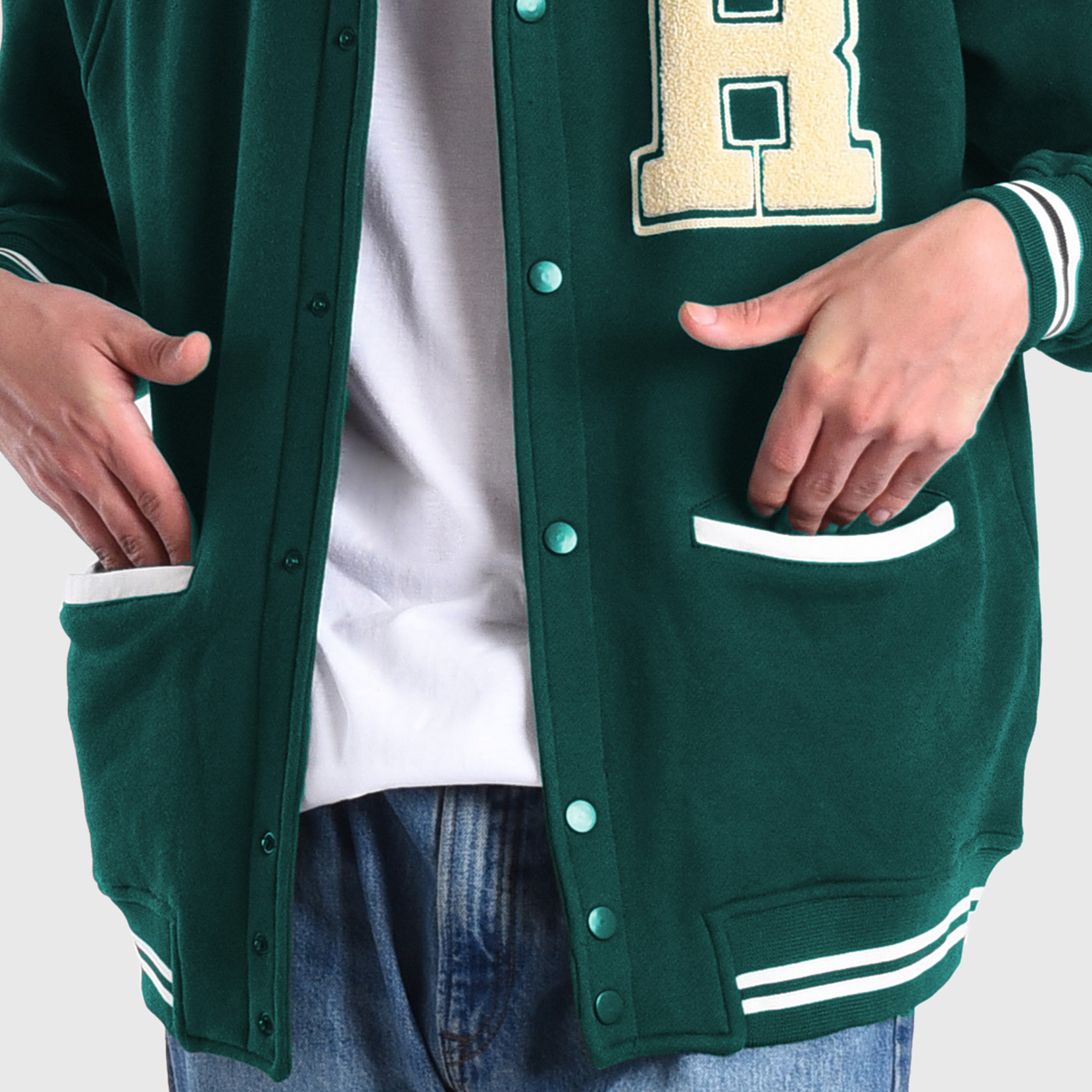 Roughneck VB011 Bottle Green Holographic Varsity Jacket