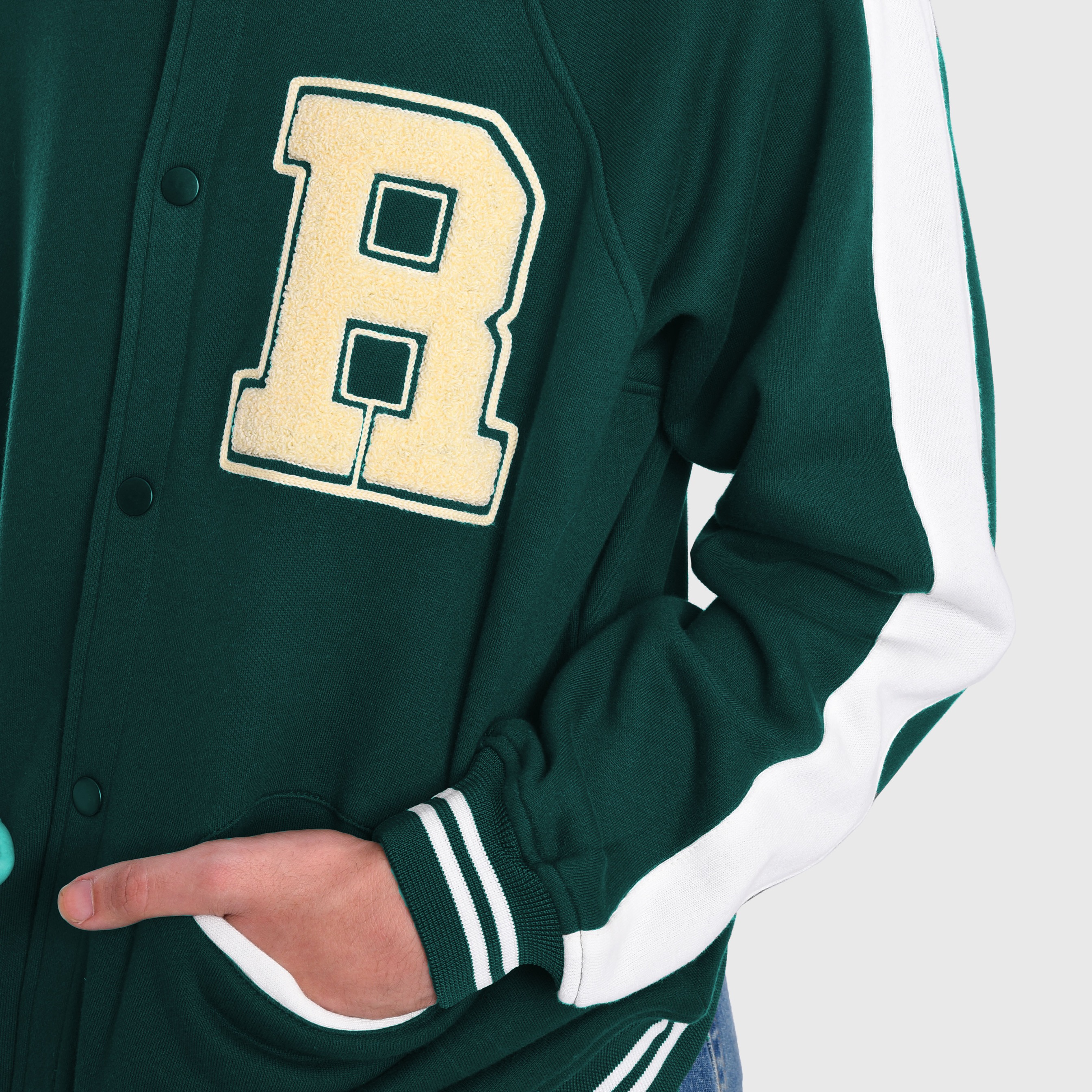 Roughneck VB011 Bottle Green Holographic Varsity Jacket