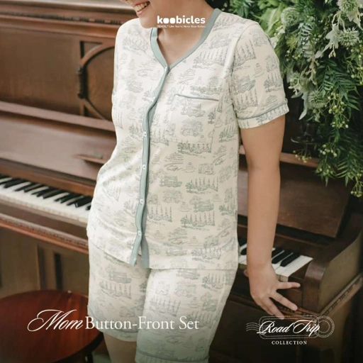 Image of Koobicles Mom Button-Front Set TENCEL™ "Road Trip"
