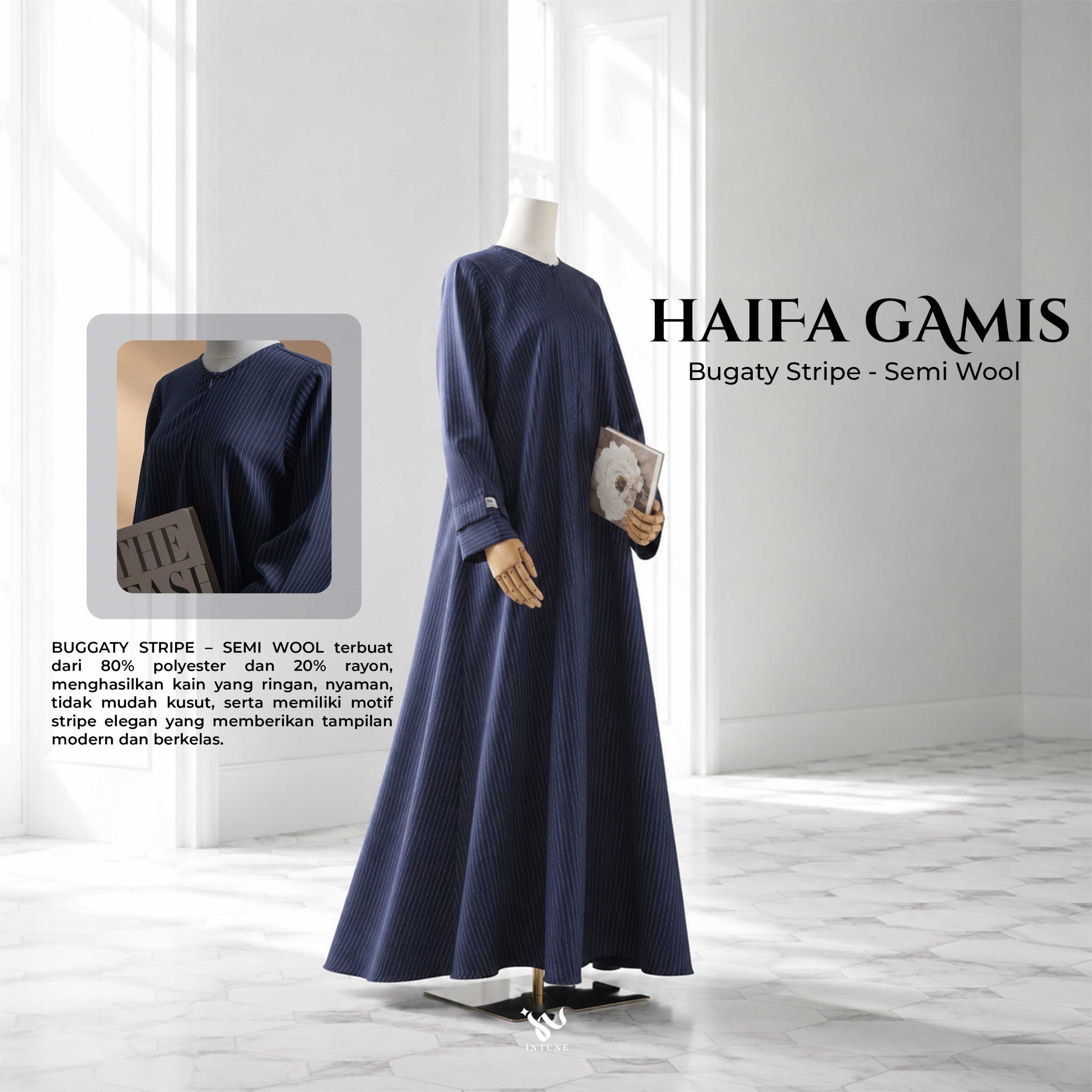 INTUNE HIJAB HAIFA GAMIS STRIPE DRESS SALUR 