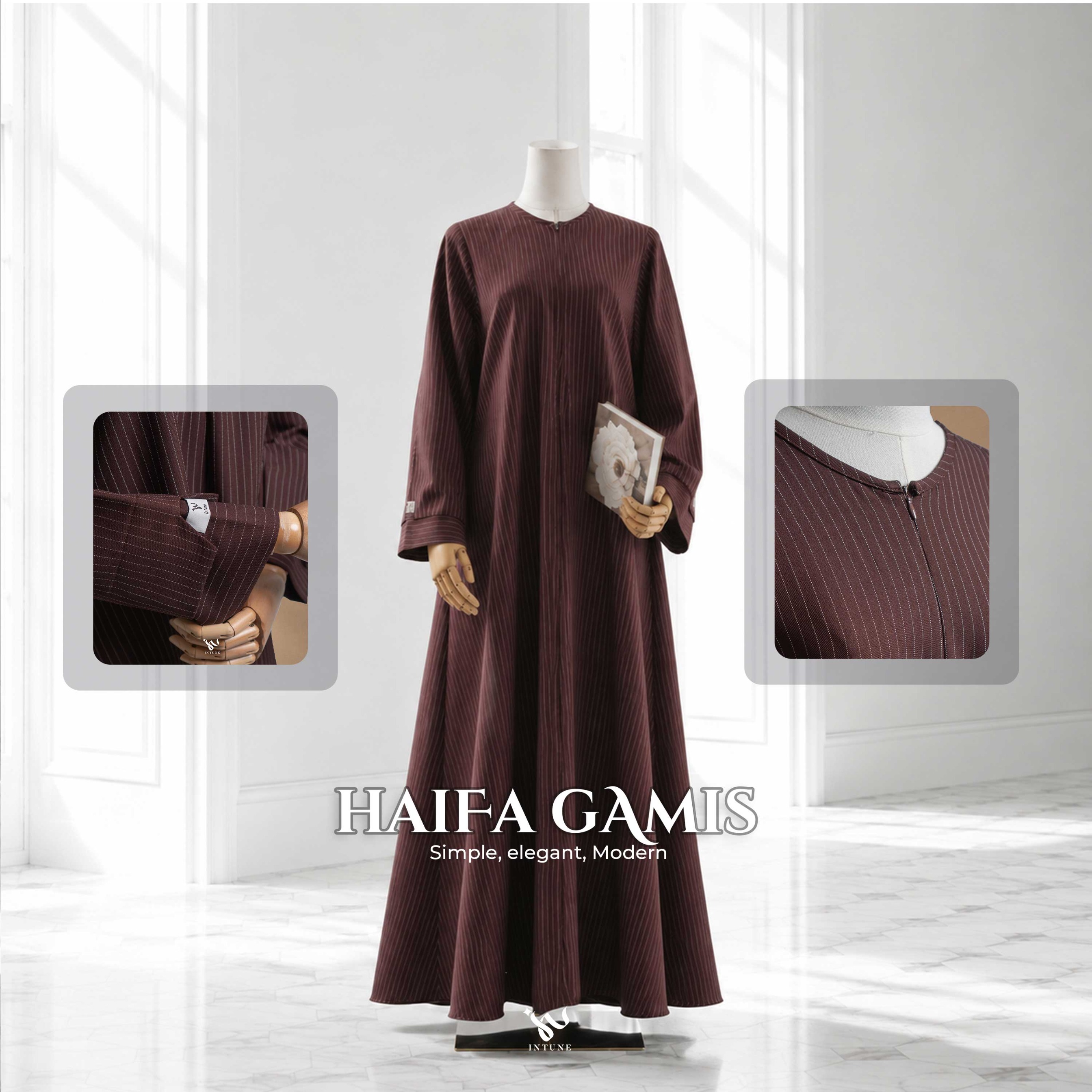 INTUNE HIJAB HAIFA GAMIS STRIPE DRESS SALUR 