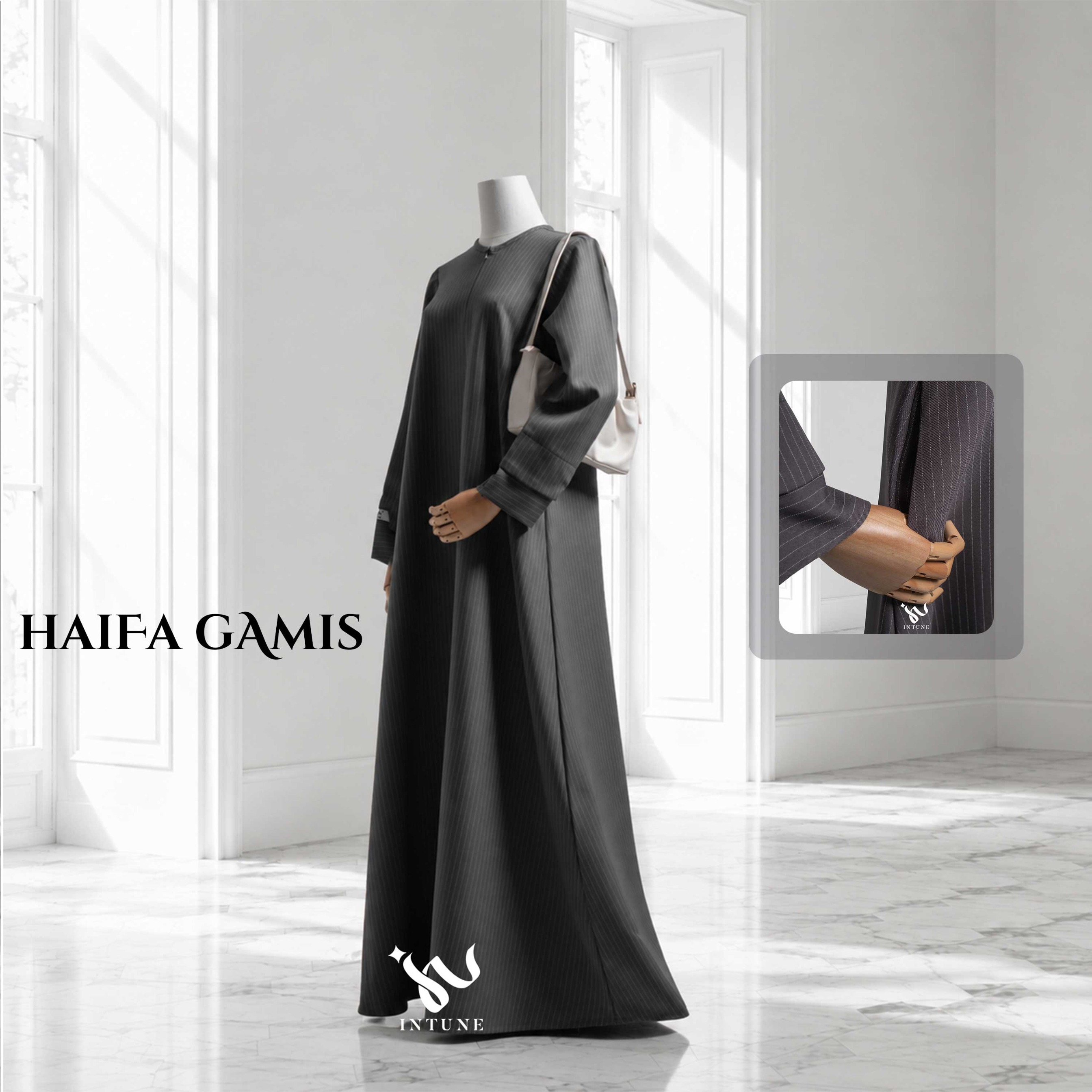 INTUNE HIJAB HAIFA GAMIS STRIPE DRESS SALUR 