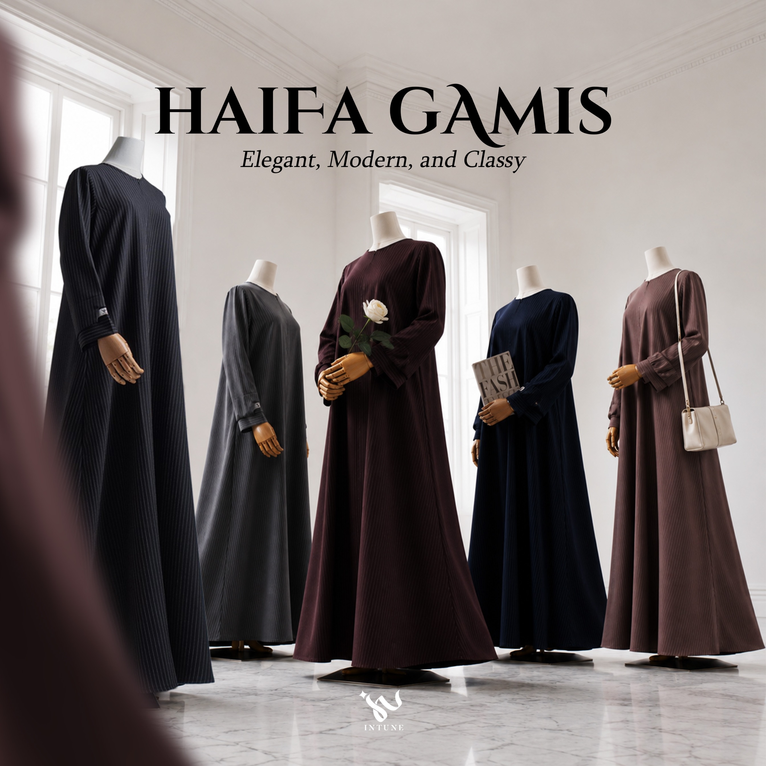 INTUNE HIJAB HAIFA GAMIS STRIPE DRESS SALUR 