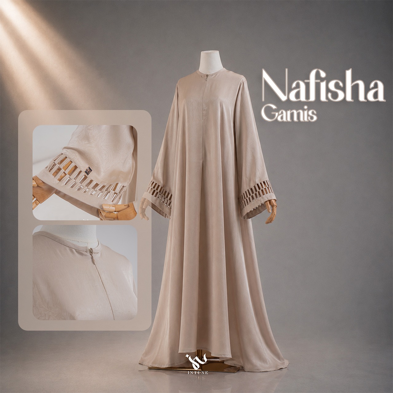 Intune Hijab Nafisha Gamis Golden Crush Abaya Umroh Haji Simple Elegan Dan Nyaman