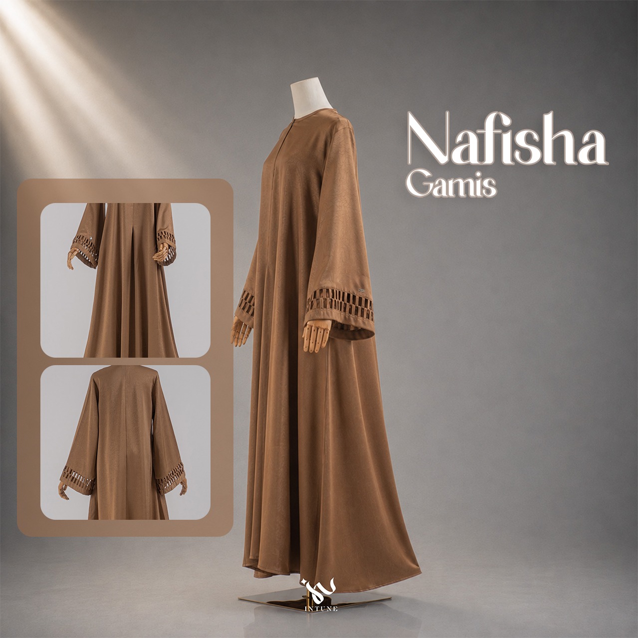 Intune Hijab Nafisha Gamis Golden Crush Abaya Umroh Haji Simple Elegan Dan Nyaman