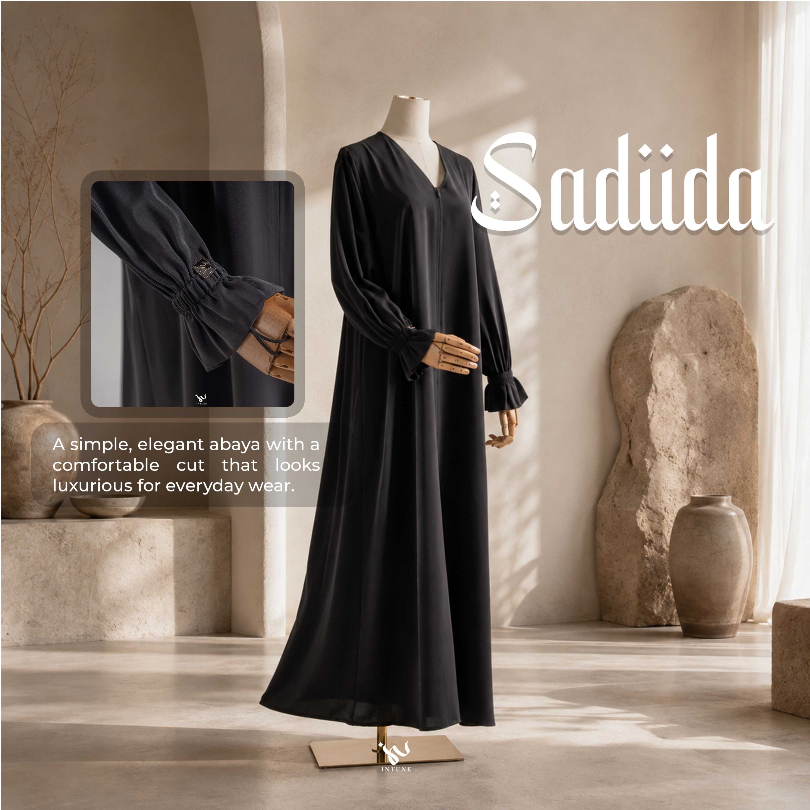 INTUNE HIJAB SADIIDA GAMIS POLOS ABAYA UMROH HAJI MARINA ANTI UV SIMPLE ELEGAN