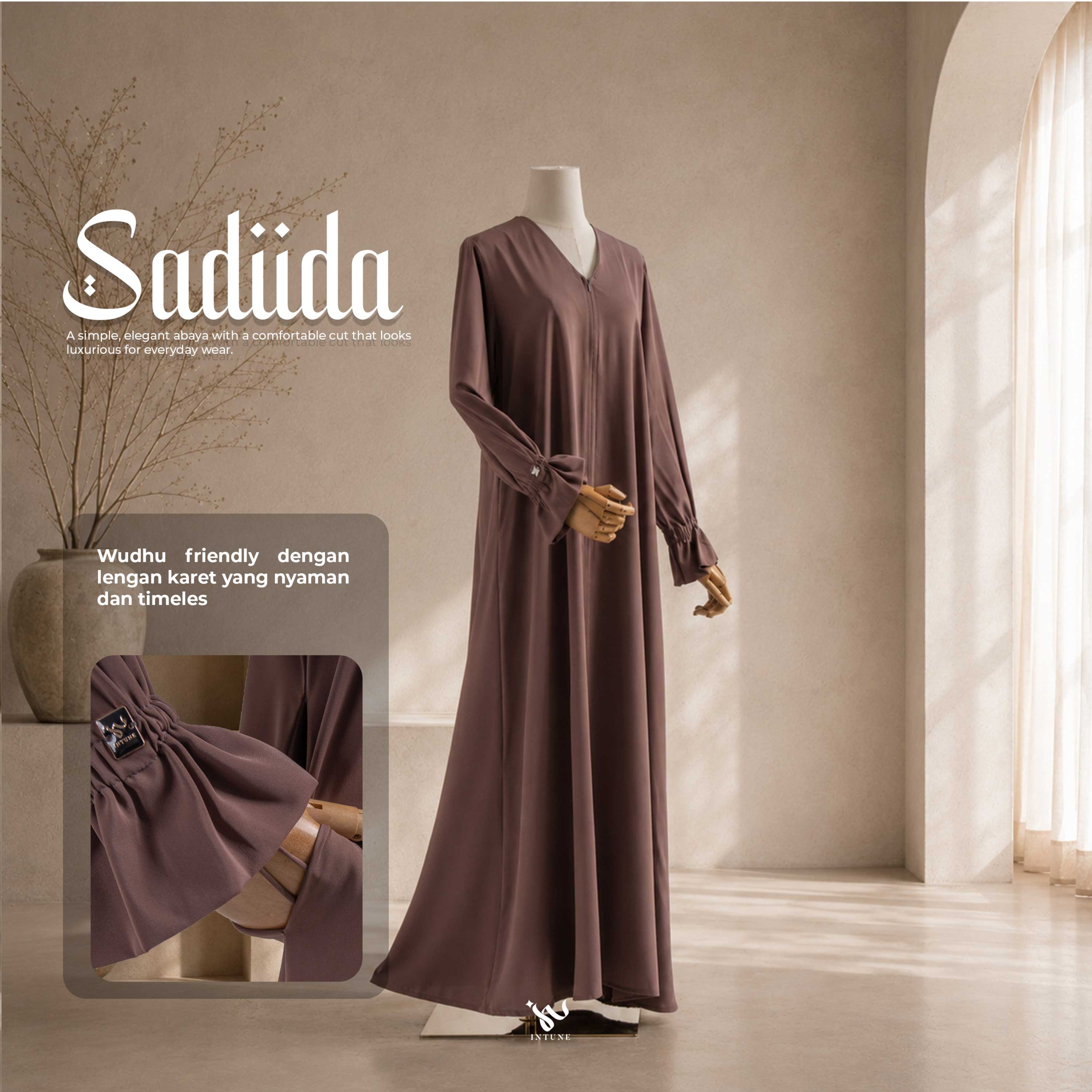 INTUNE HIJAB SADIIDA GAMIS POLOS ABAYA UMROH HAJI MARINA ANTI UV SIMPLE ELEGAN
