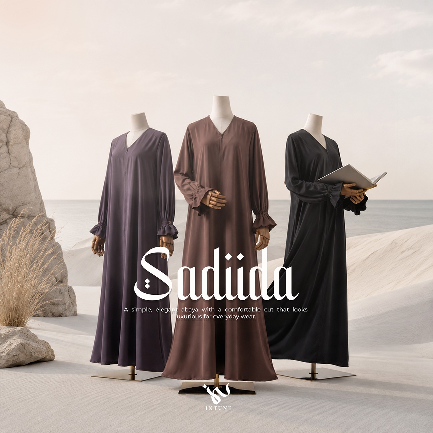 INTUNE HIJAB SADIIDA GAMIS POLOS ABAYA UMROH HAJI MARINA ANTI UV SIMPLE ELEGAN