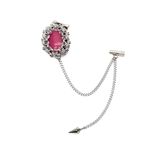 Image of DE CATEYE PINK SATINE BROOCH 