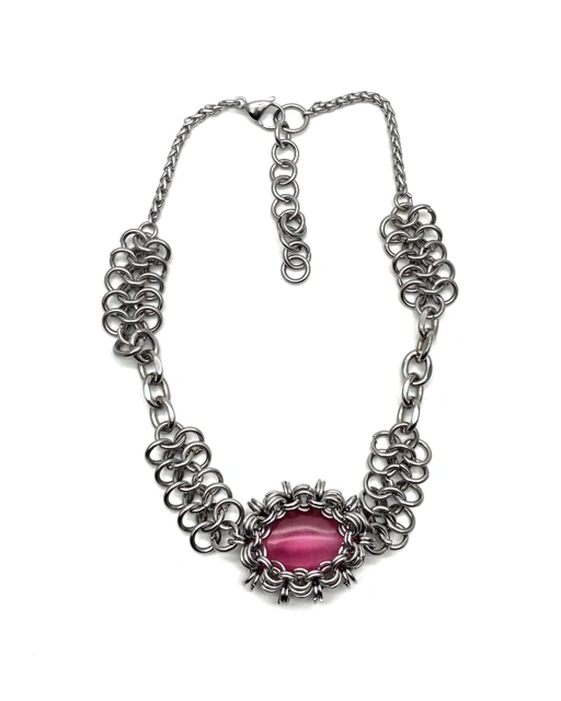 Image of DRESYN PINK SATINE CATEYE NECKLACE