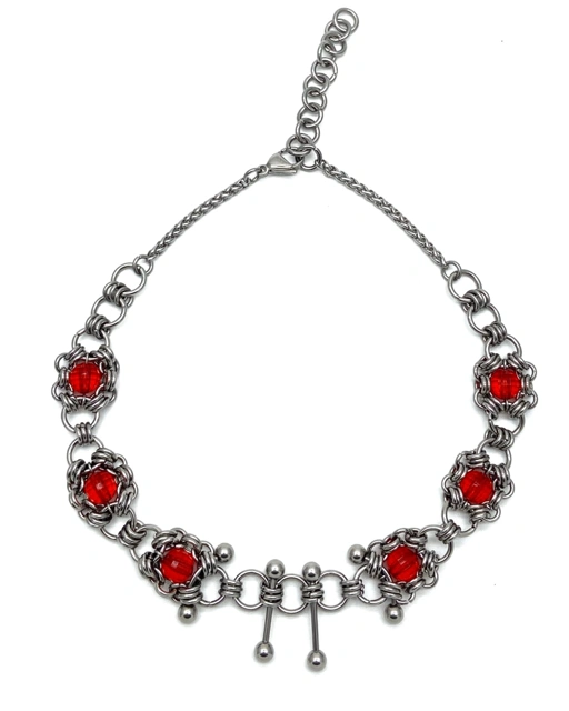 Image of GAMU NECKLACE RED BEADS