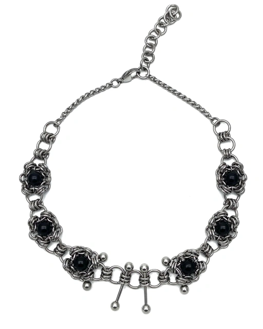 Image of GAMU NECKLACE BLACK ONYX BEADS