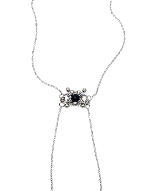 Image of BOLO NECKLACE BLACK ONYX BEAD