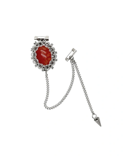 Image of DE RED SNAKESKIN BROOCH 