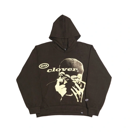 Image of "CLOVER VISION" OVERSIZED HOODIE BROWN