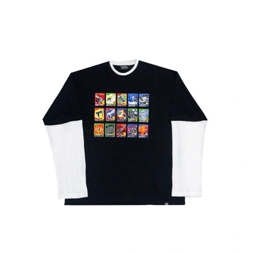 Image of “COLLECTOR” DOUBLE LAYER LONGSLEEVE TEE BLACK/WHITE