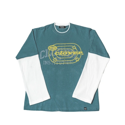 Image of "UNIVERSITY" DOUBLE LAYER LONGSLEEVE TEE LIGHT BLUE
