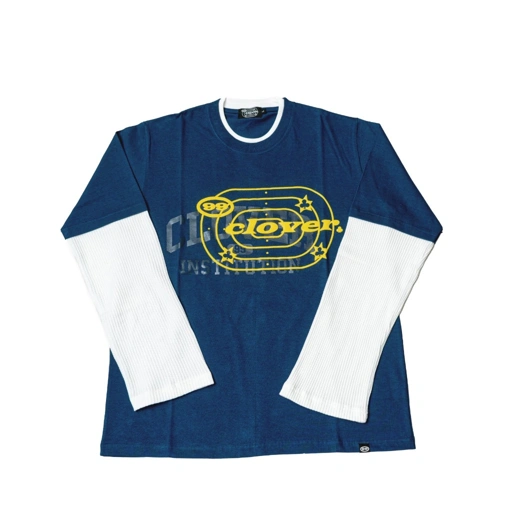Image of "UNIVERSITY" DOUBLE LAYER LONGSLEEVE TEE DARK BLUE 
