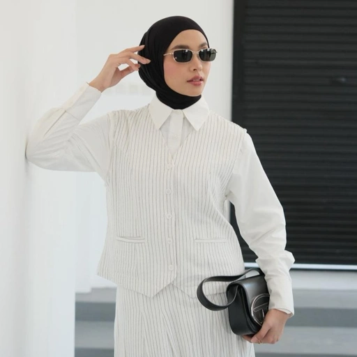 Image of NHS.LOOKS - Linen Stripe Brokenwhite