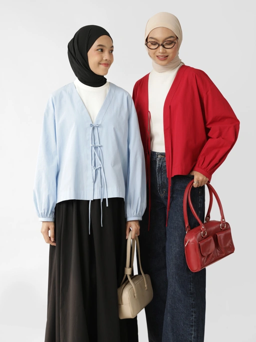 Image of Sabamodest Poplin Tie Cardigan