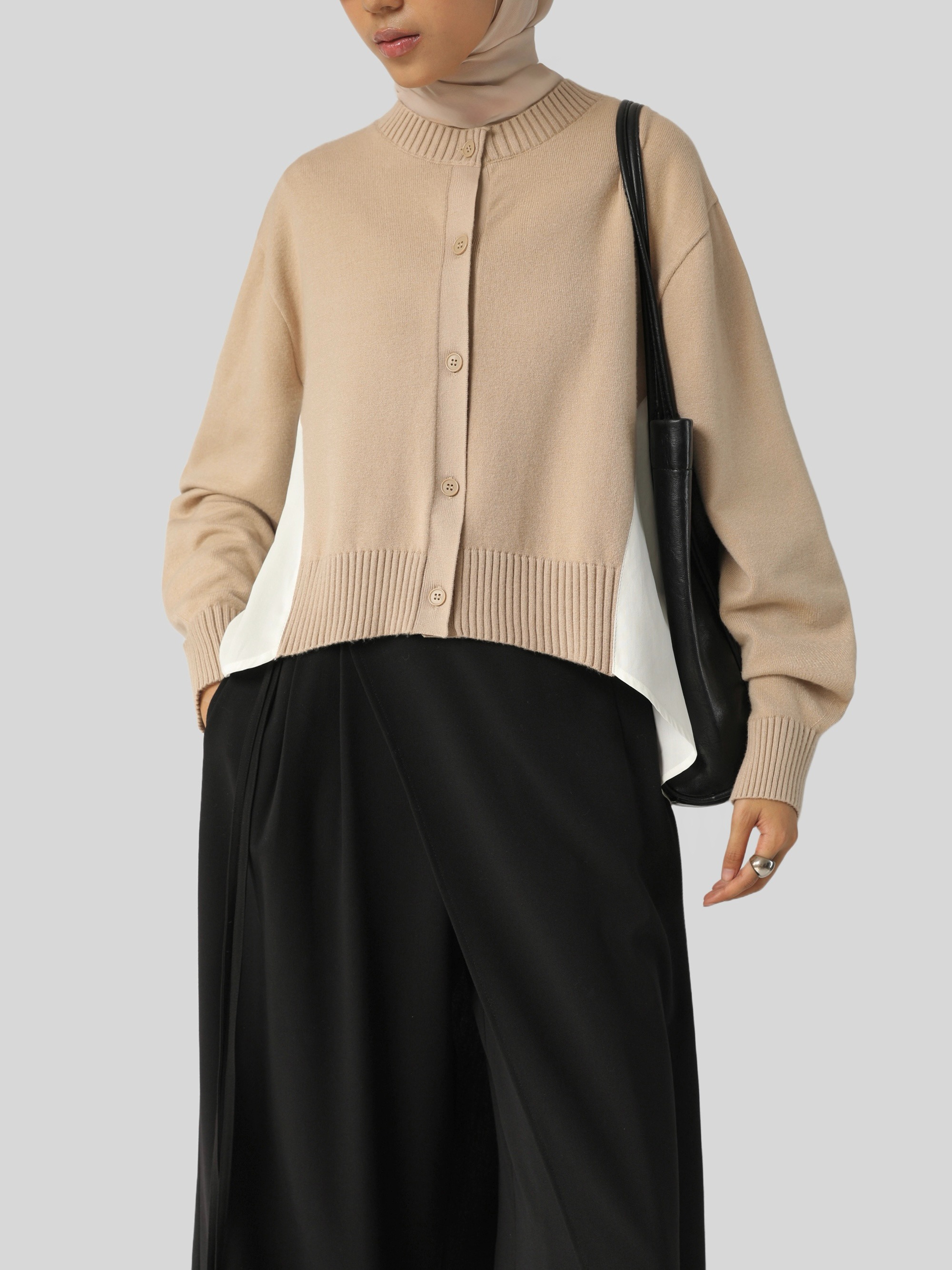 Sabamodest Paneled Poplin Viscose Cardigan
