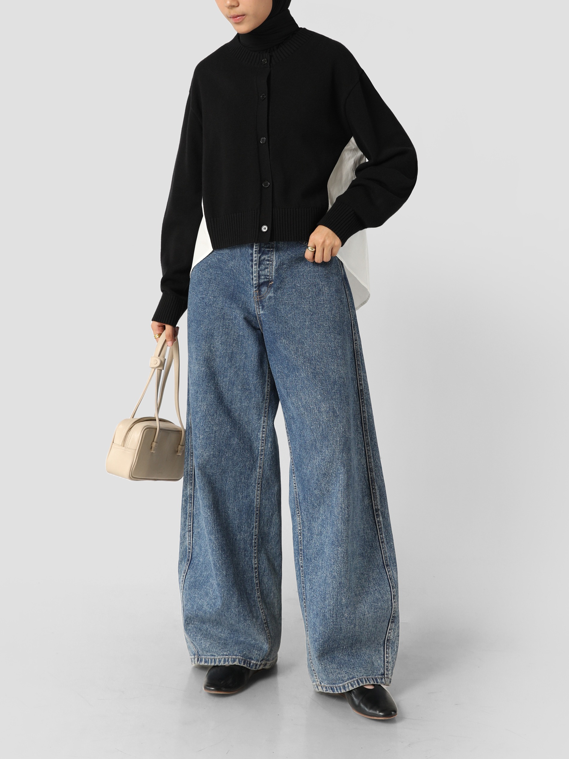 Sabamodest Paneled Poplin Viscose Cardigan