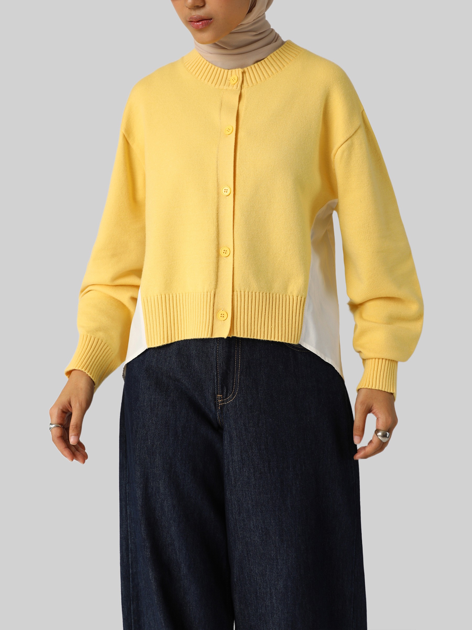 Sabamodest Paneled Poplin Viscose Cardigan