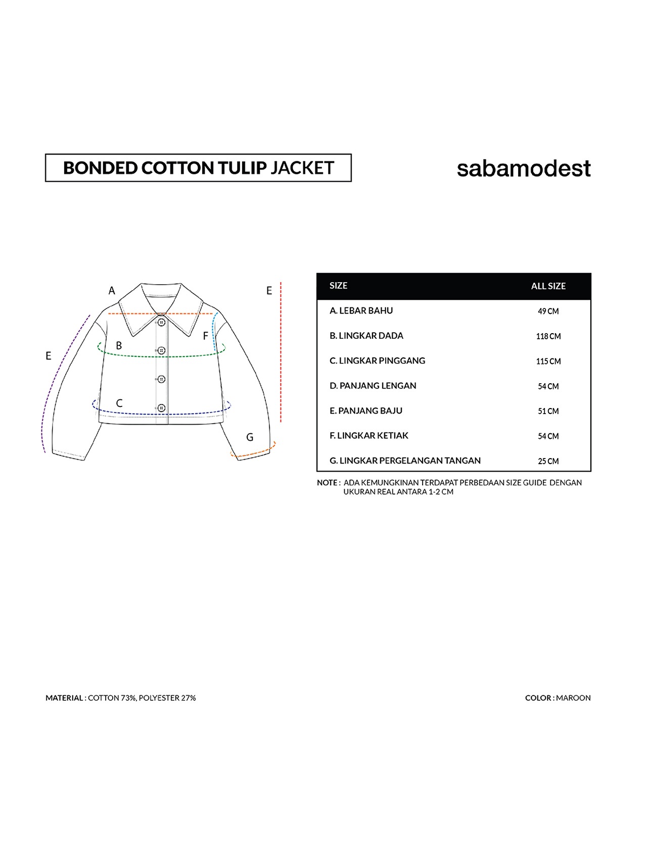 Sabamodest Bonded Cotton Tulip Jacket
