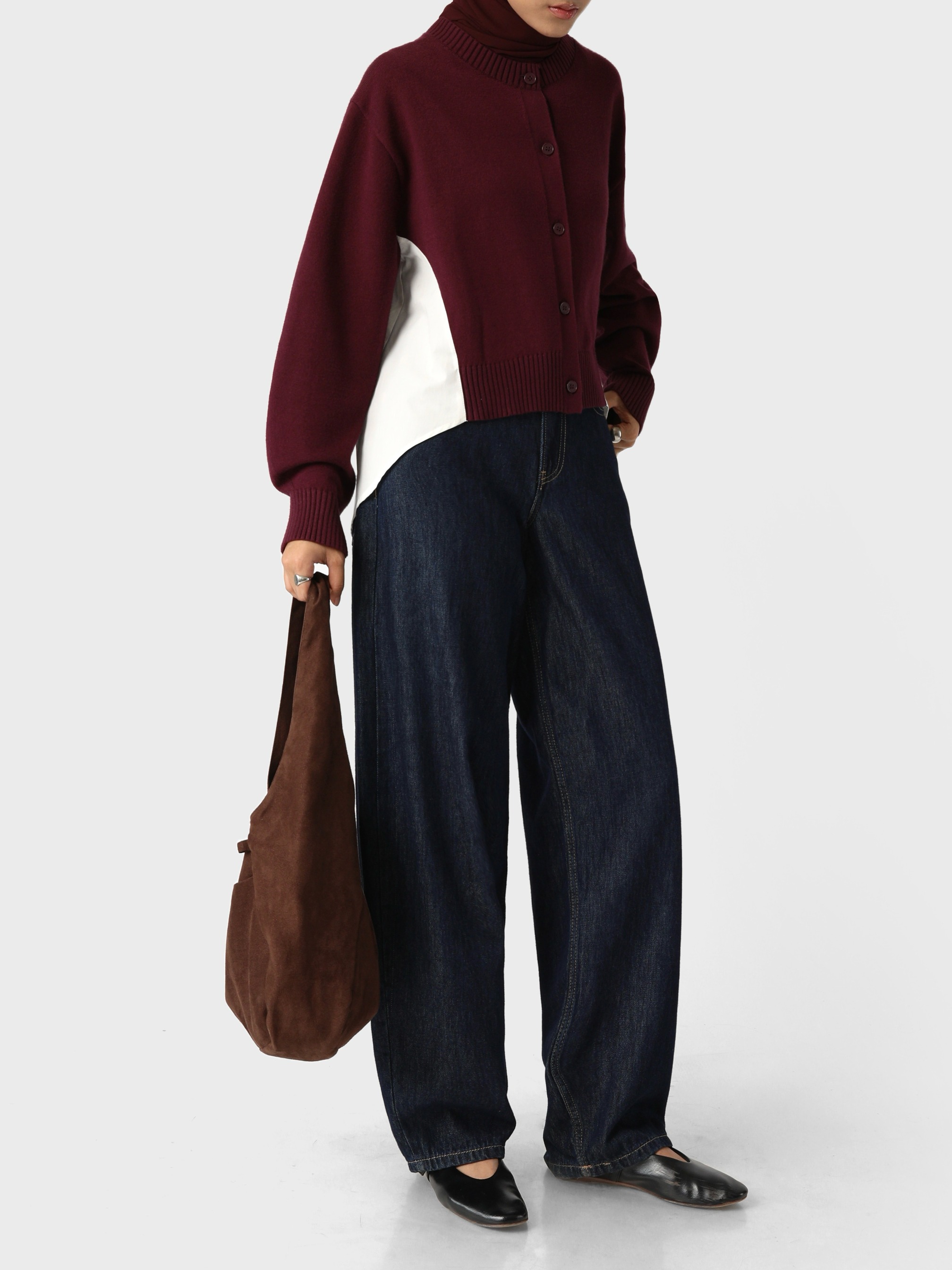 Sabamodest Paneled Poplin Viscose Cardigan