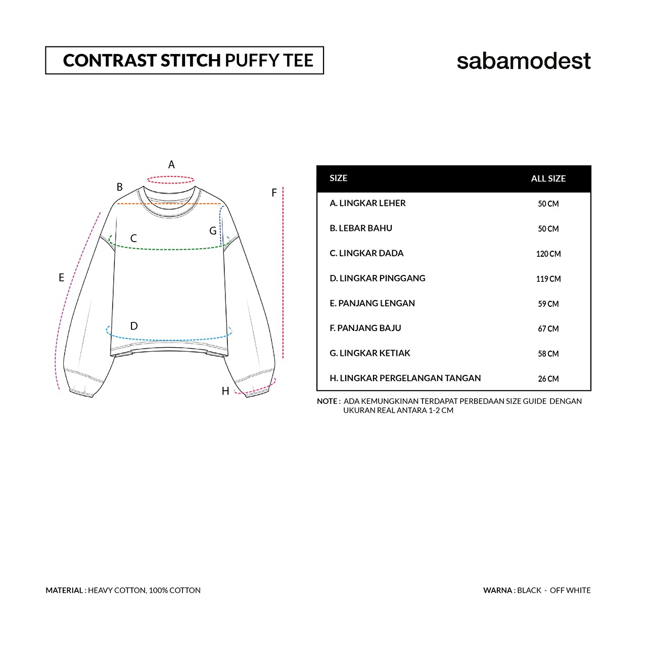 Sabamodest Contrast Stitch Puffy Tee