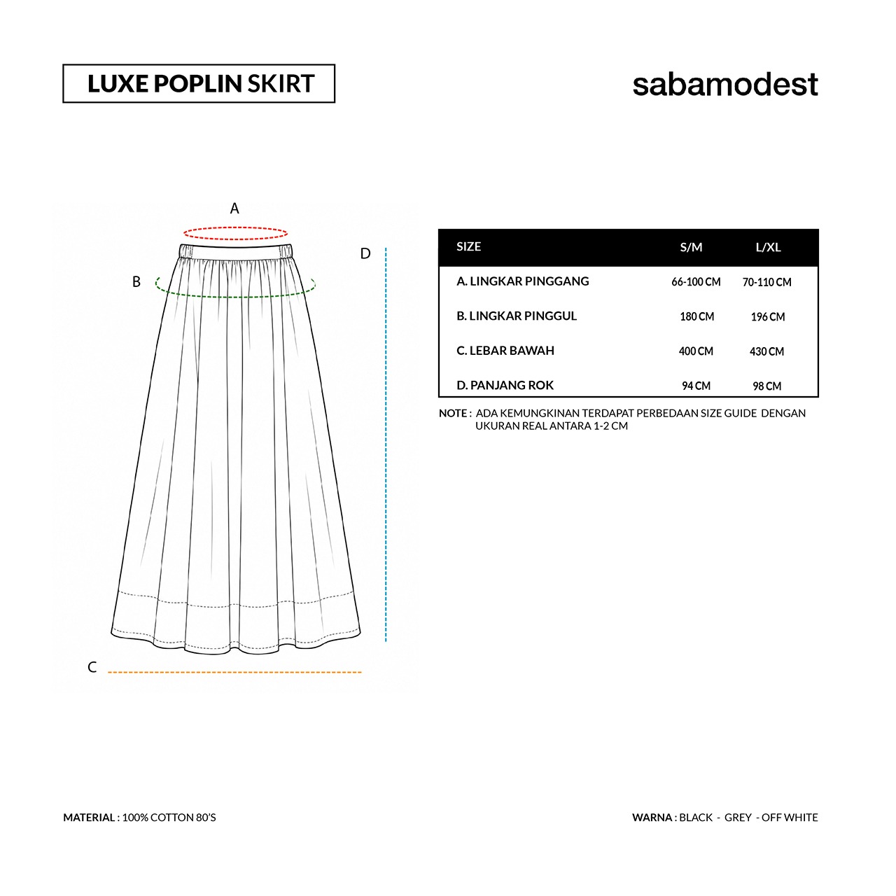 Sabamodest Luxe Poplin Skirt