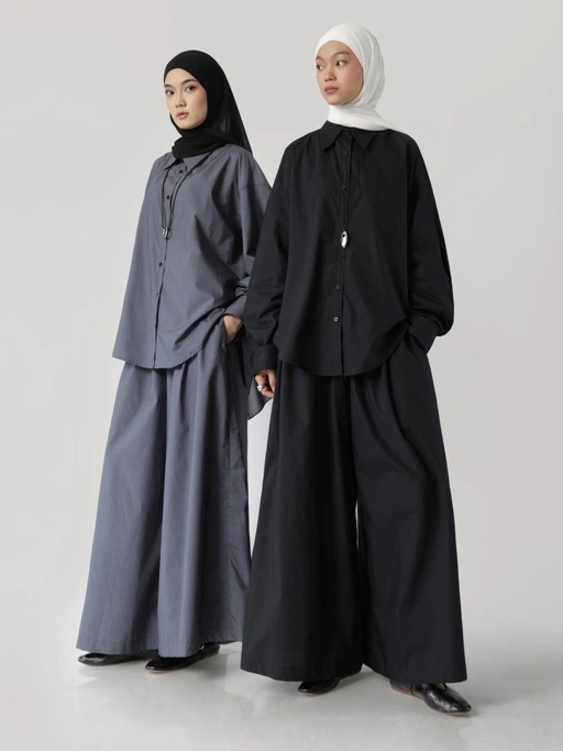 Image of Sabamodest Poplin Loose Shirt & Adjustable Skirt Pants