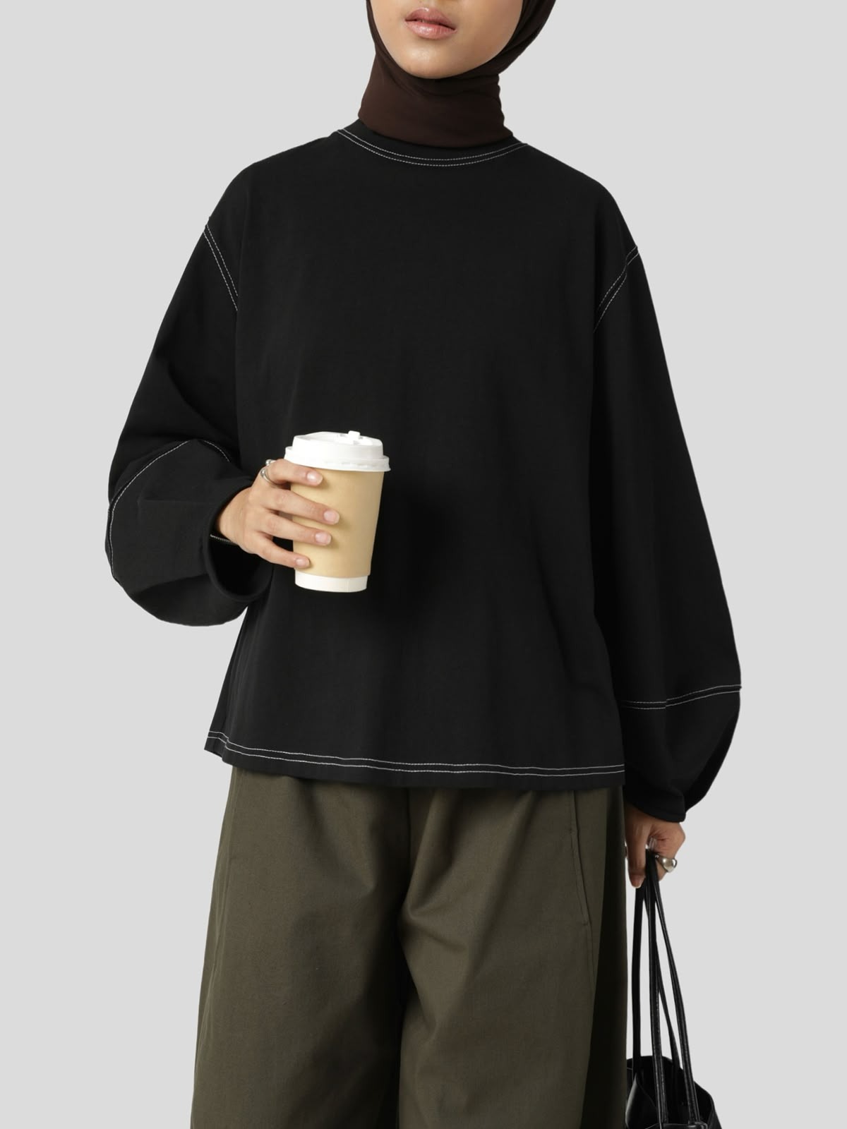 Sabamodest Contrast Stitch Puffy Tee