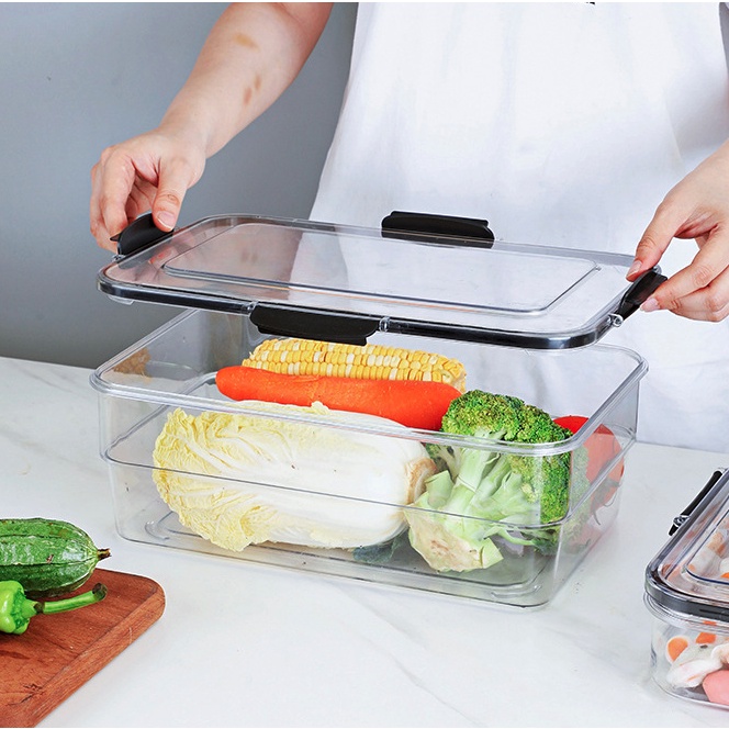 Toples Kedap Udara Ukuran Panjang Persegi Penyimpanan Makanan Snack Seafood BPA Free - i