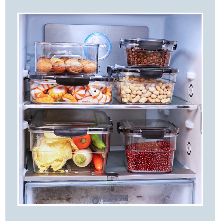  Toples Kedap Udara Ukuran Panjang Persegi Penyimpanan Makanan Snack Seafood BPA Free - C