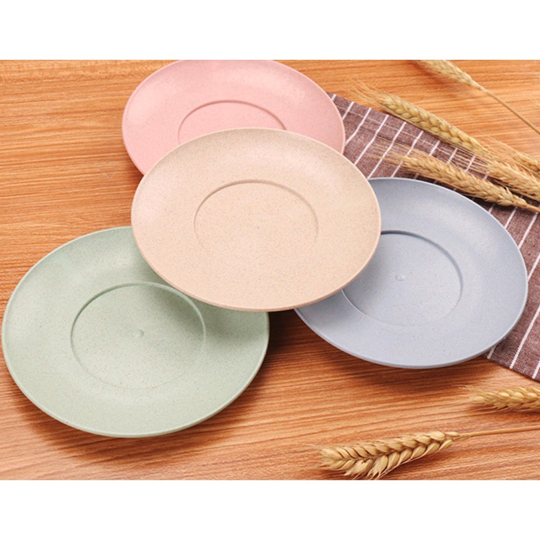 Piring Makan Set Isi 4 Pcs Warna Shabby Bahan Jerami Gandum Wheat Straw